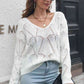Openwork V-Neck Dropped Shoulder Sweater - Deals DejaVu