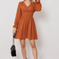 Swiss Dot Ruched V-Neck Flounce Sleeve Dress (BWD)(WS06)T