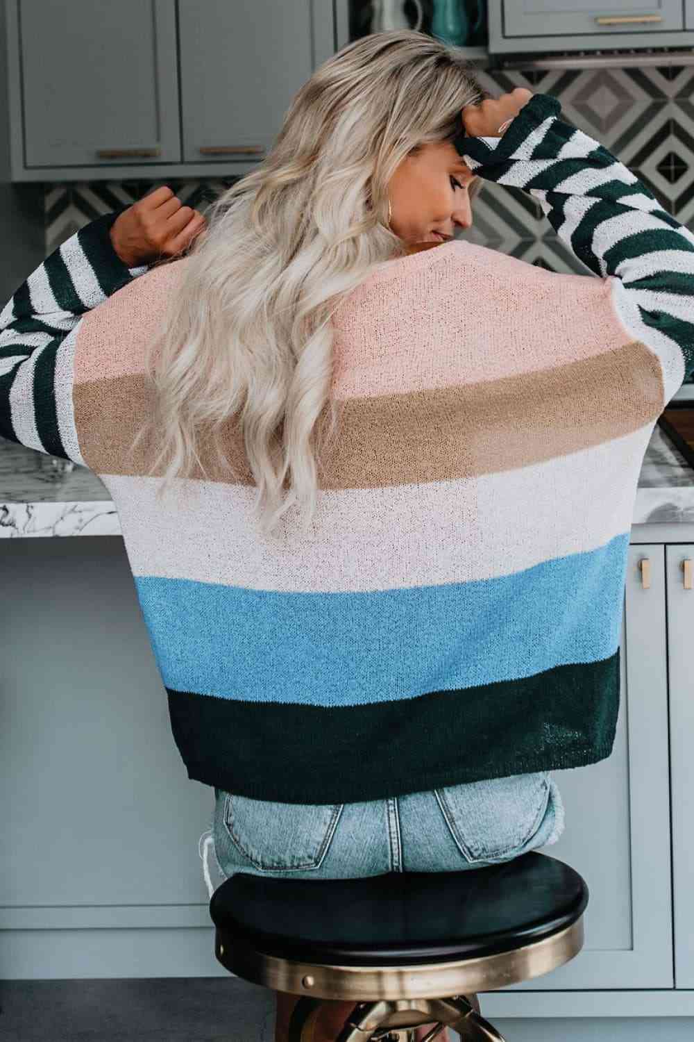 Color Block Boat Neck Dropped Shoulder Sweater - Deals DejaVu