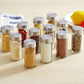 12Pcs Stainless Steel Jars For Spices Salt Pepper Spice Rack Glass Seasoning Bottle Set With Turnable Holder (D61)(AK8)