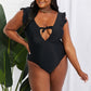 Marina West Swim Seashell Ruffle Sleeve One-Piece in Black (TB9D) T
