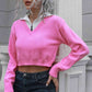 Contrast Collared Cropped Sweater