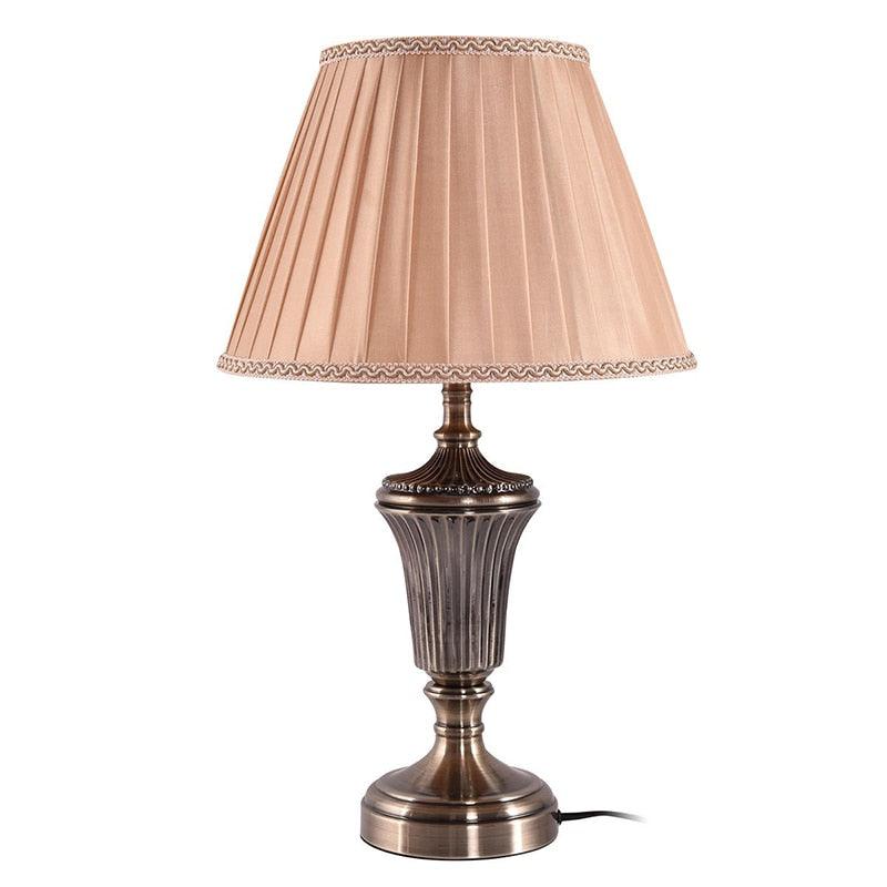 13 In Traditional Antique Style Brass LED Bulb Table Lamp - Durable Linen Fabric Energy Saving (LL6)(1U58)