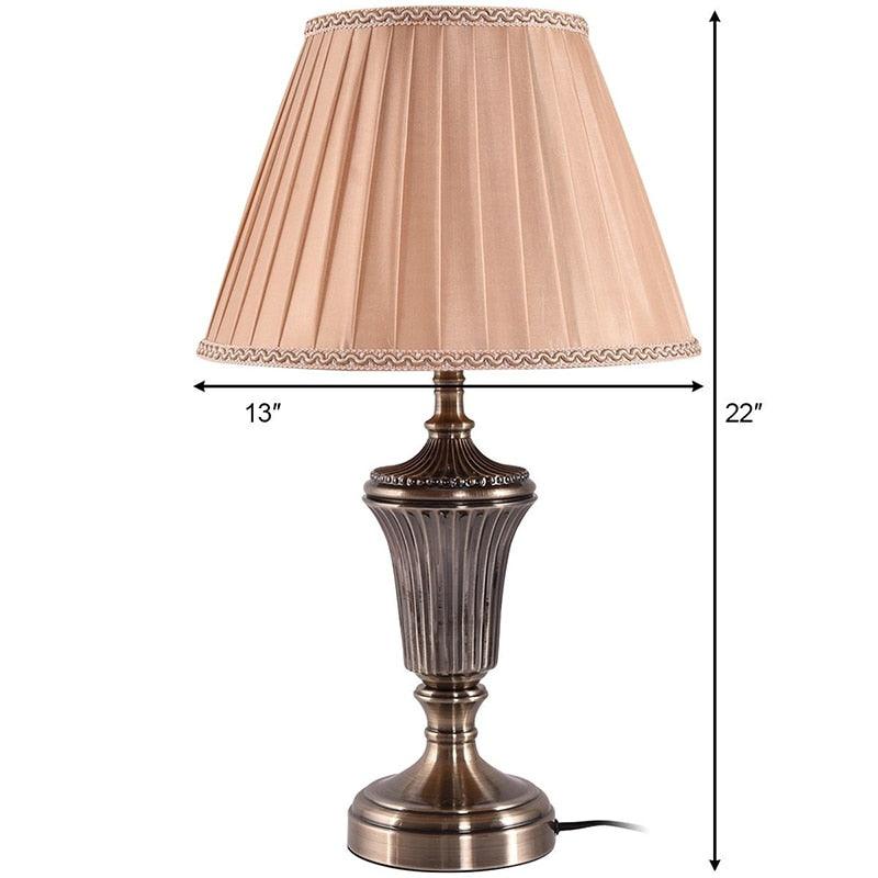 13 In Traditional Antique Style Brass LED Bulb Table Lamp - Durable Linen Fabric Energy Saving (LL6)(1U58)