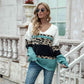 Leopard Color Block V-Neck Sweater