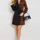 Leopard Color Block Belted Shawl Collar Dress (BWD)(WS06)T