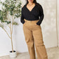 Culture Code Full Size Ribbed Surplice Cold Shoulder Top