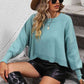 Round Neck Dropped Shoulder Pullover Sweater