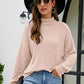 Mock Neck Dropped Shoulder Long Sleeve Sweater - Deals DejaVu