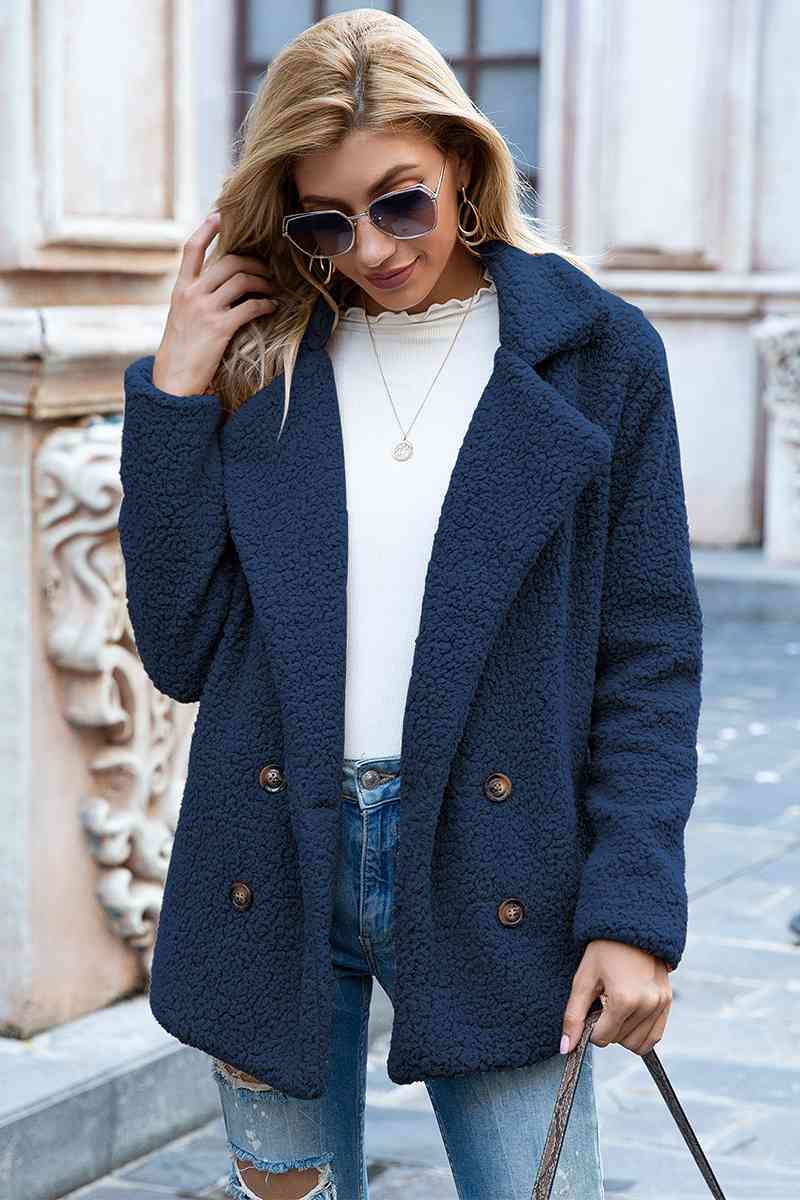 Full Size Lapel Collar Sherpa Coat (BFD) T - Deals DejaVu