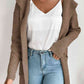 Double Take Ribbed Open Front Hooded Cardigan with Pockets - Deals DejaVu