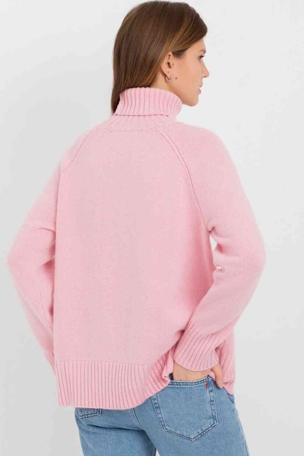 Turtle Neck Raglan Sleeve Sweater - Deals DejaVu