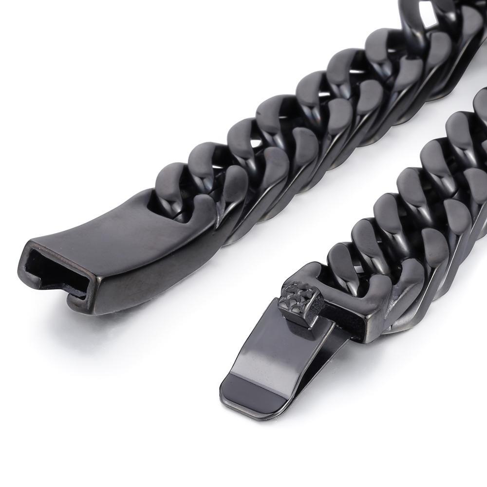 14mm Big Wide Heavy Chain Cut Double Curb Link Bracelet (2U83)