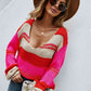 Color Block Scoop Neck Sweater