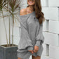 Full Size Boat Neck Lantern Sleeve Openwork Knit Top - Deals DejaVu