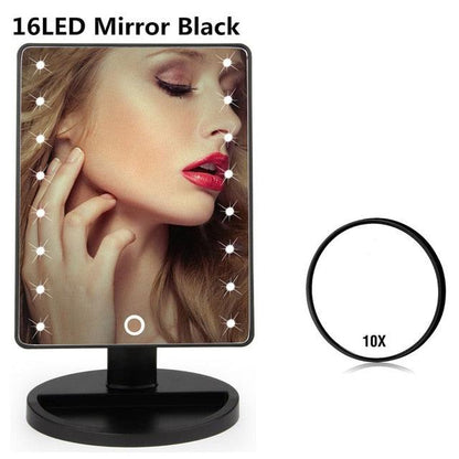 16/22 LED Touch Screen Makeup Mirror With Magnifying Rotation Vanity Mirrors (M5)(1U86)