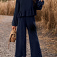 Round Neck Peplum Top and Pants Set