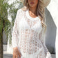 Openwork Scalloped Trim Long Sleeve Cover-Up Dress (TB11D) T