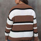 Plus Size Striped V-Neck Dropped Shoulder Sweater
