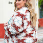 Plus Size Geometric Snap Down Long Sleeve Jacket