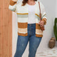 Plus Size Color Block Long Sleeve Cardigan
