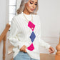 Openwork Geometric Mock Neck Sweater