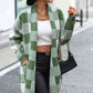 Plaid Dropped Shoulder Cardigan with Pocket - Deals DejaVu
