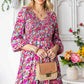 Floral Smocked V-Neck Flounce Sleeve Dress (MWBT) T - Deals DejaVu