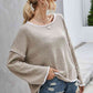 Round Neck Dropped Shoulder Sweater - Deals DejaVu