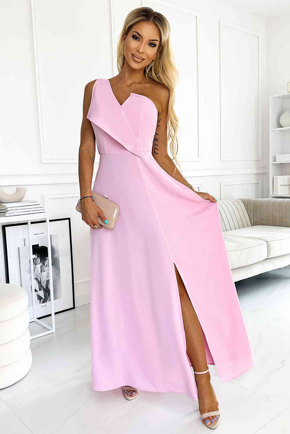 One-Shoulder Sleeveless Maxi Dress (BWM) T - Deals DejaVu