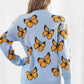 Butterfly Pattern Round Neck Dropped Shoulder Sweater - Deals DejaVu