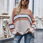 Woven Right Striped Horizontal Ribbing Long Sleeve Tunic Sweater - Deals DejaVu