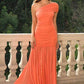 One-Shoulder Ruched Maxi Dress (BWM) T - Deals DejaVu