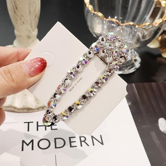 1PCS Pearl Hair Clip Snap Hair Barrette Stick Hairpins - Rhinestones Fashion Women Hair Styling Accessories (1U88)