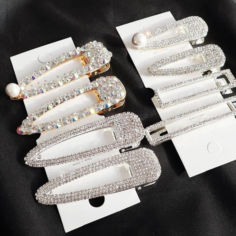 1PCS Pearl Hair Clip Snap Hair Barrette Stick Hairpins - Rhinestones Fashion Women Hair Styling Accessories (1U88)