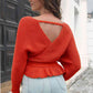 Tie Waist Ruffle Hem Sweater - Deals DejaVu