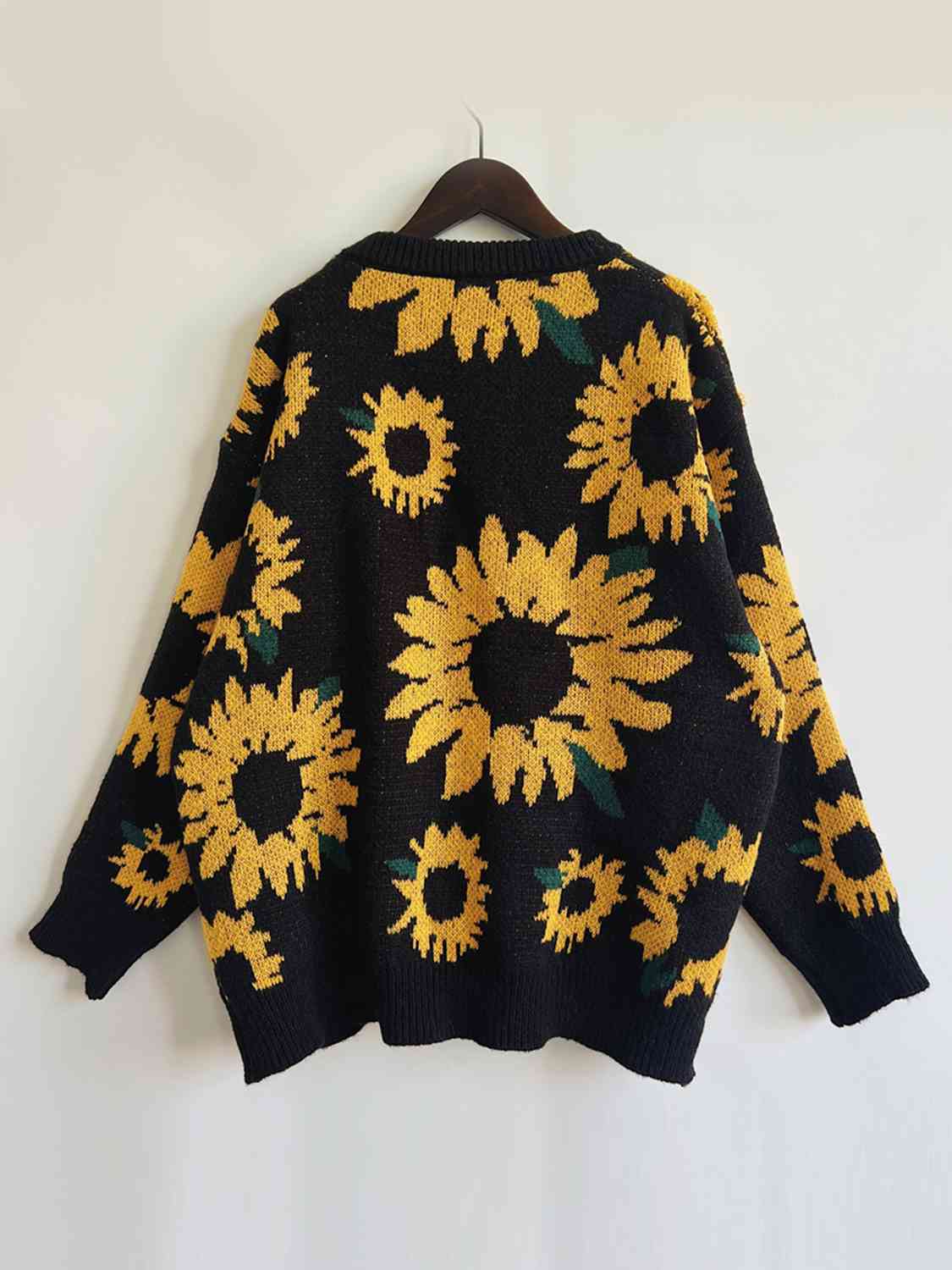 Sunflower Dropped Shoulder Long Sleeve Sweater - Deals DejaVu