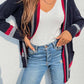 Open Front Striped Long Sleeve Cardigan - Deals DejaVu