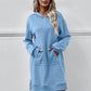 Slit Long Sleeve Hooded Dress with Pocket (MWBT) T - Deals DejaVu