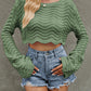 Round Neck Long Sleeve Cropped Sweater - Deals DejaVu