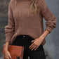 Turtleneck Rib-Knit Sweater - Deals DejaVu