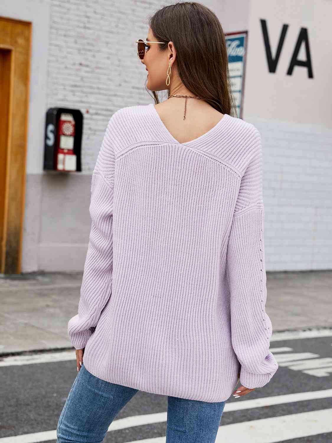 V-Neck Rib-Knit Top - Deals DejaVu