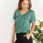 Double Take Ruched V-Neck Short Sleeve T-Shirt
