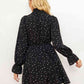 Printed Long Flounce Sleeve Frill Neck Dress (MWBT) T - Deals DejaVu