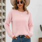 Dropped Shoulder Round Neck Fuzzy Sweater - Deals DejaVu
