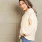 Woven Right Cable-Knit Openwork Round Neck Sweater