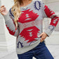 Printed Round Neck Long Sleeve Sweater