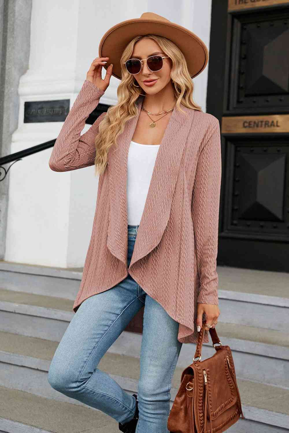 Open Front Long Sleeve Cardigan - Deals DejaVu