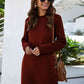 Round Neck Long Sleeve Mini Dress with Pockets (BFD) T - Deals DejaVu