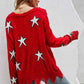 Star Pattern Distressed Sweater - Deals DejaVu